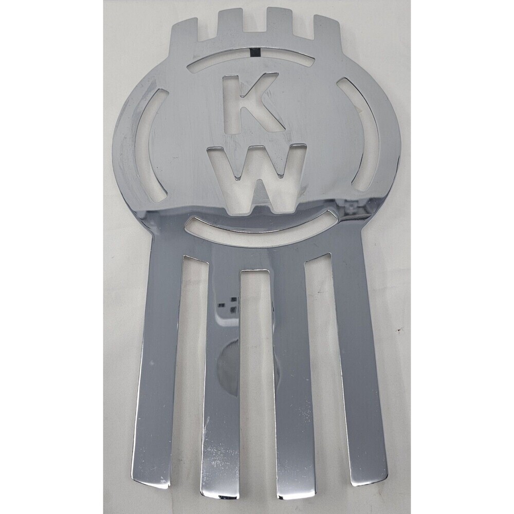 Vtg Kenworth Silver Metal Grille Emblem Tractor Trailer Semi Truck Badge 18.5" - Picture 7 of 14